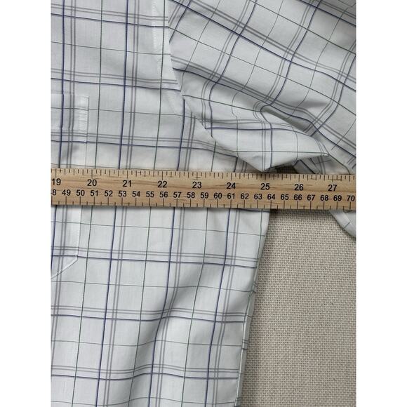 Paul Frederick Non-Iron Cotton Dress Shirt 17-33 With Contrast Trim White Green - Picture 10 of 10